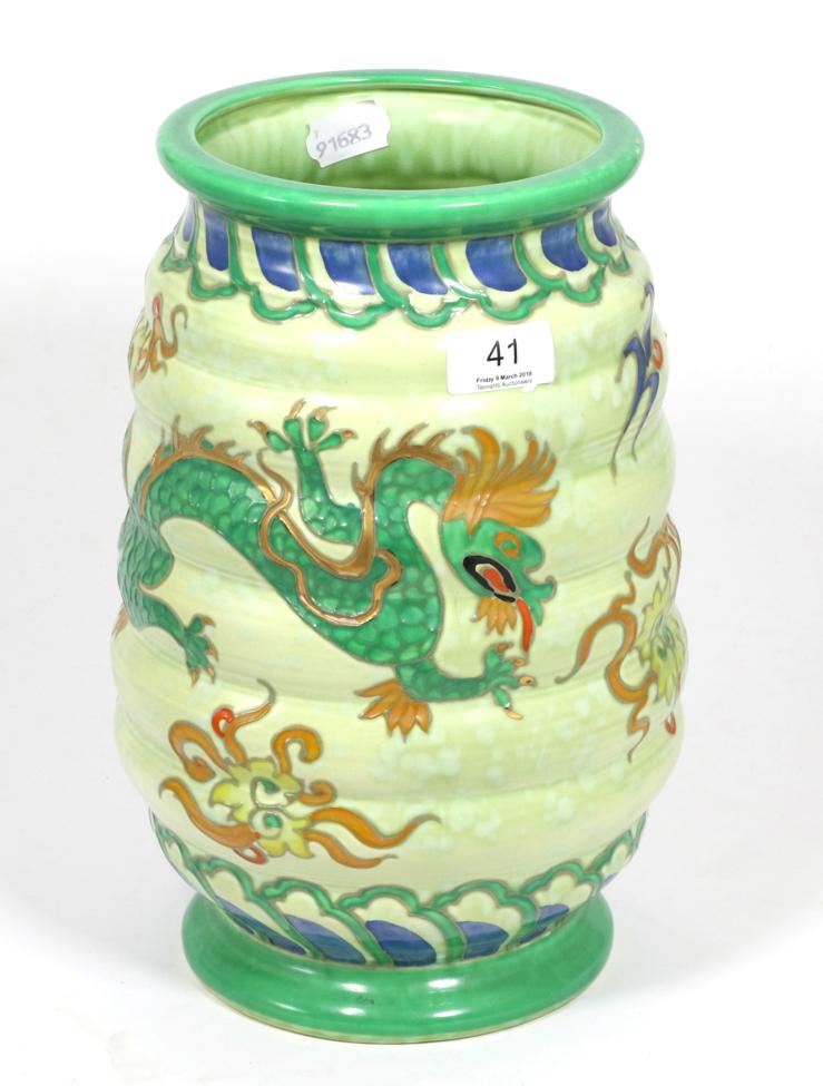 A Crown Ducal, Charlotte Rhead, Manchu pattern vase