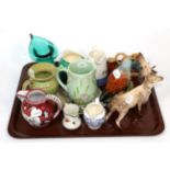 A Beswick stag, kingfisher and kestrel; together with miscellaneous ceramics and glass including