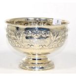 An Edwardian silver pedestal bowl, Charles Stuart Harris, London 1902, with C scroll and foliate