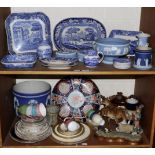 A quantity of mixed ceramics including Copeland Spode Italian blue and white, a meat plate,