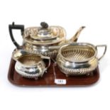 A late Victorian three-piece silver teaset, B.B. Birmingham, 1896 (3)