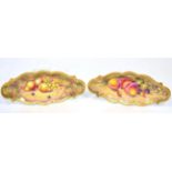 Two Royal Worcester fruit pattern oval shaped dishes
