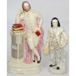 A 19th century Staffordshire figure of Shakespeare 48cm in height; together with a figure of