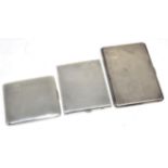 Three various engine turned silver cigarette cases, the largest 13cm long, 14.6ozt