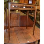 A late 19th century mahogany inlaid side table with single drawer