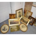 A collection of assorted 19th century paintings, prints and photographs (10)