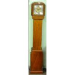 A small mahogany quarter striking longcase clock, quarter ting tang striking on two gongs,