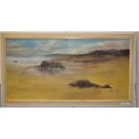 Ronald Pawson (20th century) ''Beach painting'', signed and inscribed verso, oil on canvas