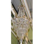 An early 20th century lustre drop ceiling light