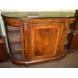 A Victorian burr walnut veneered inlaid credenza