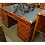 A late 19th century mahogany partners desk Top with a few scuffs and marks. Leather in generally