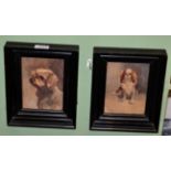 Two watercolours depicting a King Charles Spaniel and a Yorkshire Terrier