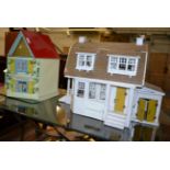 Two painted dolls houses with furniture