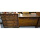 An early 19th century mahogany four height chest of drawers and an early 20th century mahogany chest