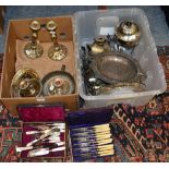 Various 19th/20th century silver plate including samovar etc (two boxes)