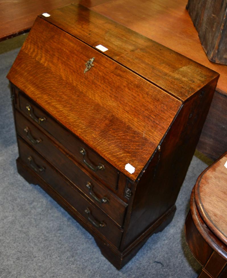 An oak bureau of small proportions