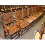 A set of eight carved oak dining chairs, in the 17th century style, by Henry Rowsell, Minehead,