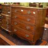 Two reproduction small chests of drawers, one comprising of five drawers the other four drawers
