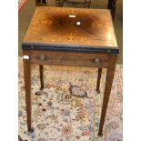 A Victorian rosewood inlaid folding top card table