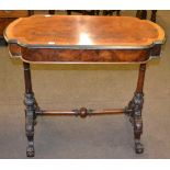 A Victorian burr walnut veneered and ebonised side table