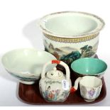 Five pieces of Chinese famille rose porcelain