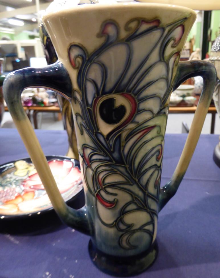 A modern Moorcroft pottery Floating Feathers pattern two handled loving cup, designed by Emma - Image 3 of 6