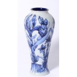 A modern Moorcroft pottery Blue on Blue Engobe trial 122/8 vase designed by Philip Gibson, 20cm high