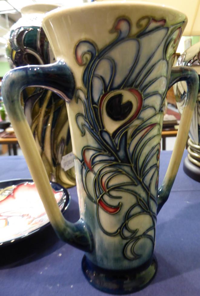 A modern Moorcroft pottery Floating Feathers pattern two handled loving cup, designed by Emma - Image 4 of 6