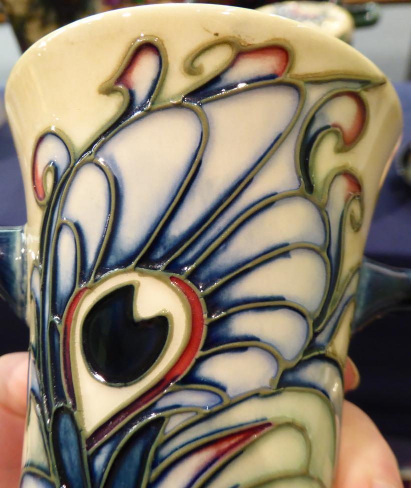 A modern Moorcroft pottery Floating Feathers pattern two handled loving cup, designed by Emma - Image 5 of 6