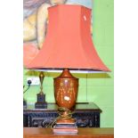 A painted table lamp