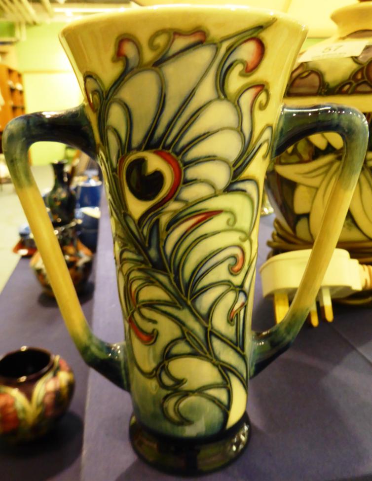 A modern Moorcroft pottery Floating Feathers pattern two handled loving cup, designed by Emma - Image 2 of 6