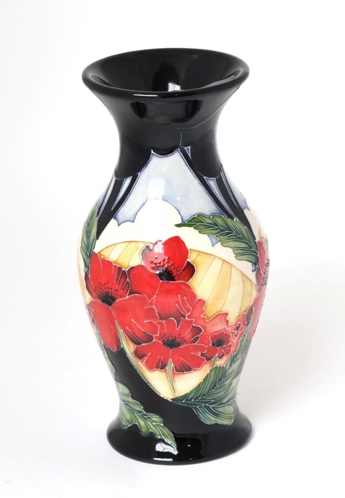 A modern Moorcroft pottery Forever England pattern vase by Vicky Lovatt, with painted and