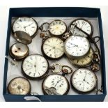 Five silver open faced pocket watches, two pocket watches with cases stamped 935 and 925, 8-day