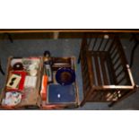 Assorted items including a tea caddy; cigarette cards; ceramics; collectables; glass etc