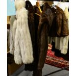 Saga Furs white fox fur ribbed jacket size S, long brown squirrel fur coat and a similar jacket,