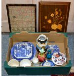 A group of 19th century and later ceramics and a sampler dated 1825 etc