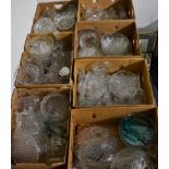 A large quantity of mainly press moulded glassware including bowls, vases, jugs etc (seven boxes)
