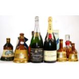 A Mixed Parcel Including: Moet & Chandon NV magnum; Lanson NV magnum; Bells decanters; Grand