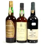 Taylor 1977, vintage port; Old Sercial 5 Year Old Madeira; D' Oliveiras 10 Year Old Madeira (three