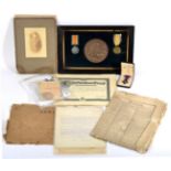 A First World War Pair and Bronze Memorial Plaque, comprising British War Medal and Victory Medal,