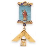 An 18 Carat Gold and Enamel Masonic Past Master's Jewel, to St. Lawrence Lodge No.2078, engraved '