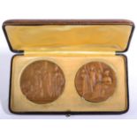 Two First World War Italian Historic Bronze Medals :- one cast with an allegorical scene of a