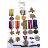 Assorted Medals, Medallions and Militaria, including First World War pair, comprising British War