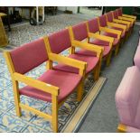 Getama Gedsted, designed by Hans J Wegner: a set of eight 1970s Danish beech armchairs,