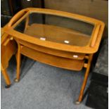 A Danish style hostess trolley with lift off glass tray