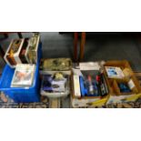 A large assortment of models and kits many unmade, with various tools and equipment etc (four