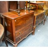 A mid 20th century cabinet on cabriole supports; a similar dressing table and a low table (3)