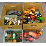 Two boxes of farmyard toys