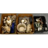 A large assortment of silver plated items, including a twin handled wine cooler; a Crufts interest