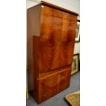 An Italian reproduction figured and burr walnut High Gloss Television Cabinet, of recent date,